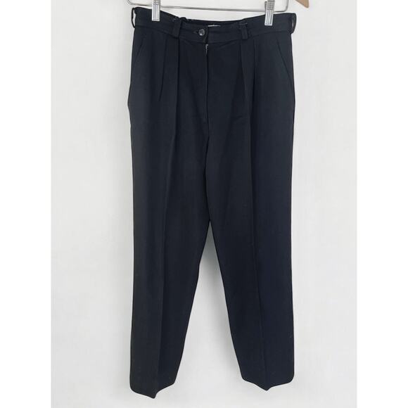 Vintage Céline Paris 100% Wool Pleated Trousers Black Made in France EU 40 US 8 - Picture 1 of 7